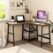 Costway L Shaped Corner Computer Desk Study Table w/Storage Shelves Black/Rustic Brown